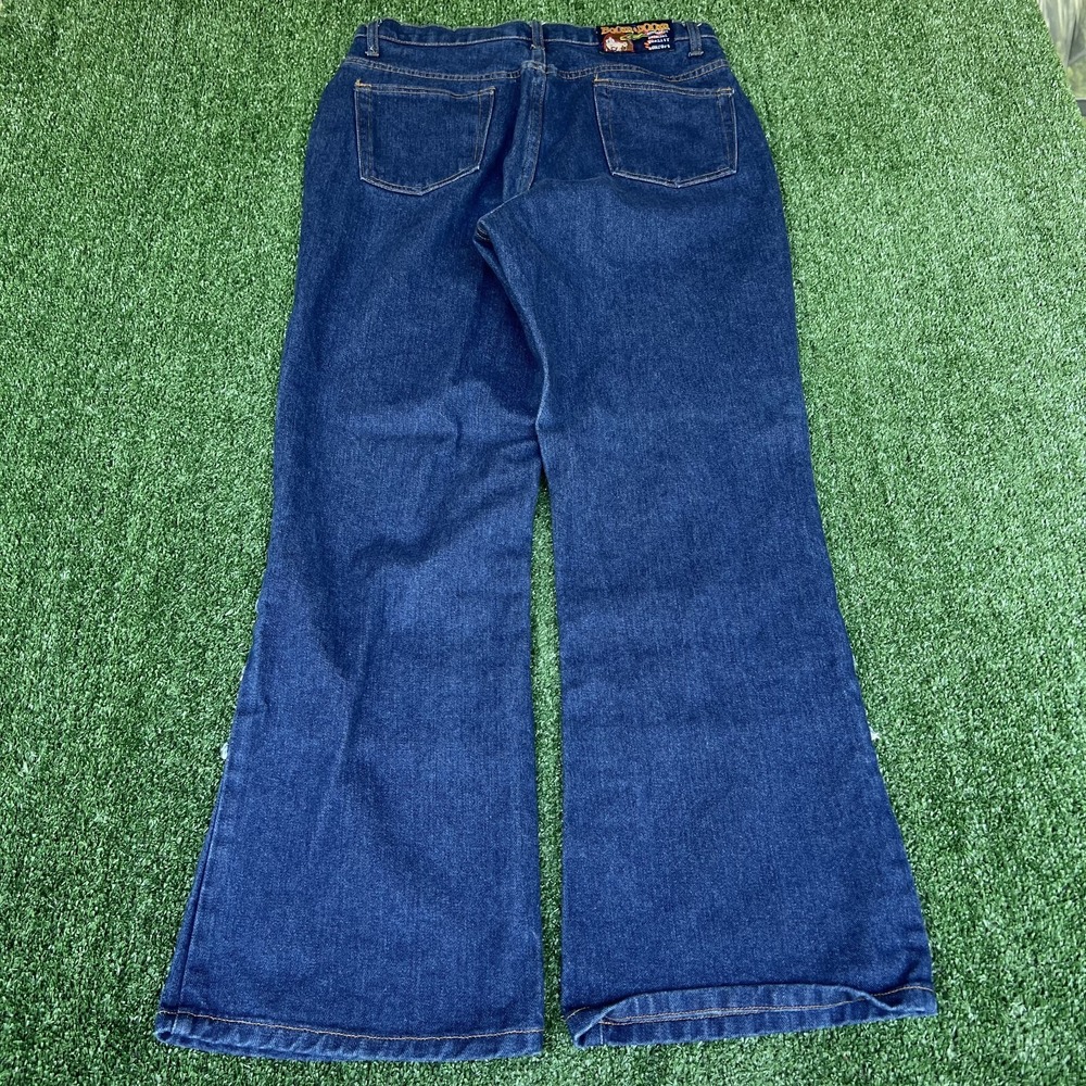 Vintage Y2K Women's Boom Boom Flared Rave High Rise Blue Jeans Size 14 32x30"
